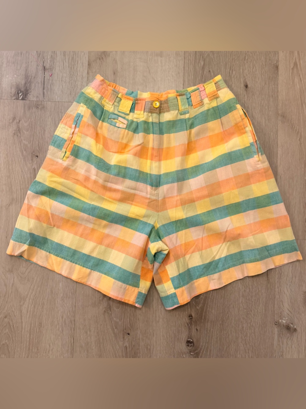 Vintage 90s Silvercord Pastel Plaid Cotton Shorts - Size 26" Waist (Tag 10)